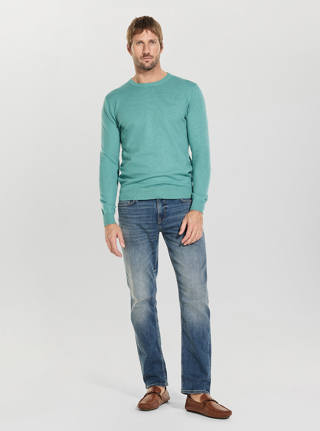 GUESS Mens Green Loyd Slub Sweater M6GR09Z0562 Full View