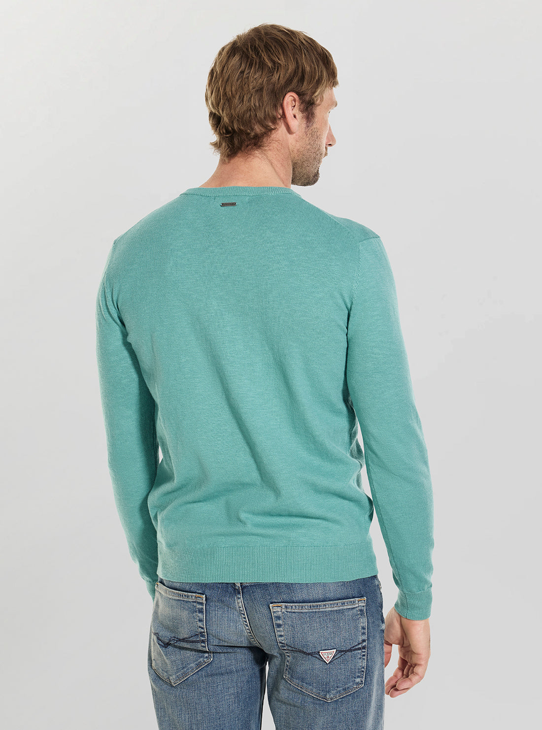 GUESS Mens Green Loyd Slub Sweater M6GR09Z0562 Back View