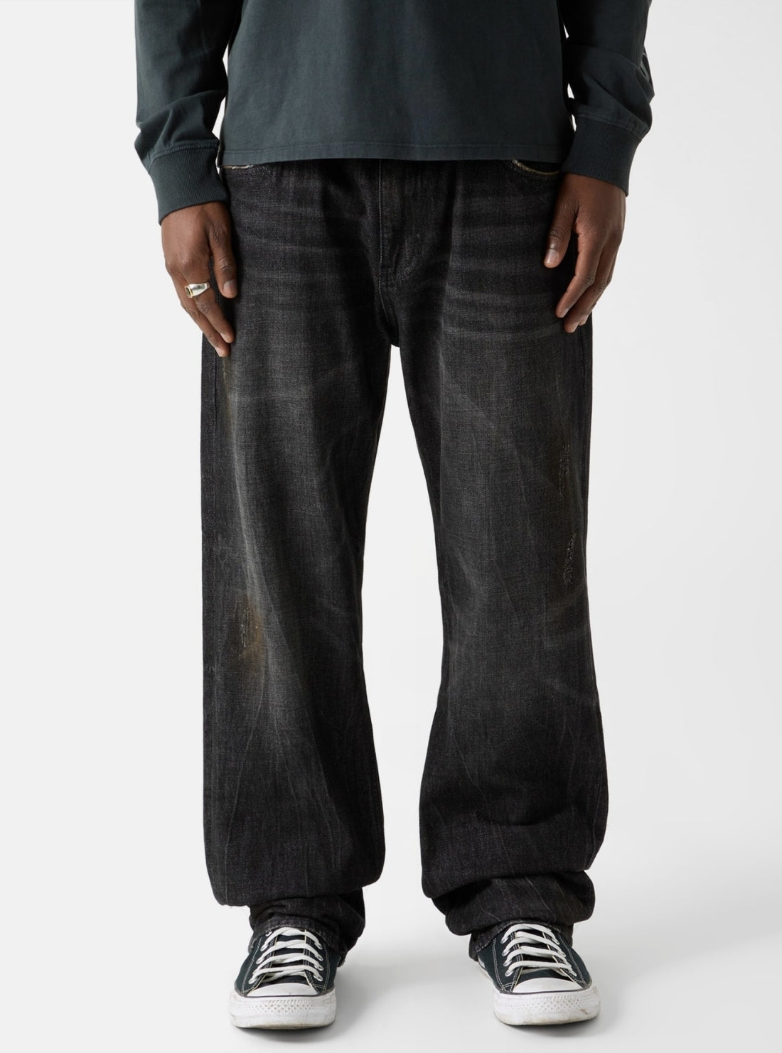 Black Relaxed Straight Jeans | GUESS Originals