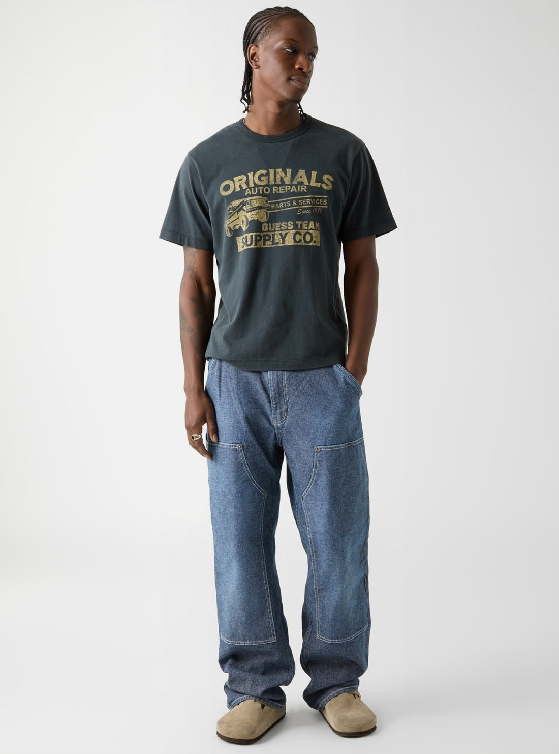 Guess Originals Panel Carpenter Detail Jeans M6RA0WD6681 Full View