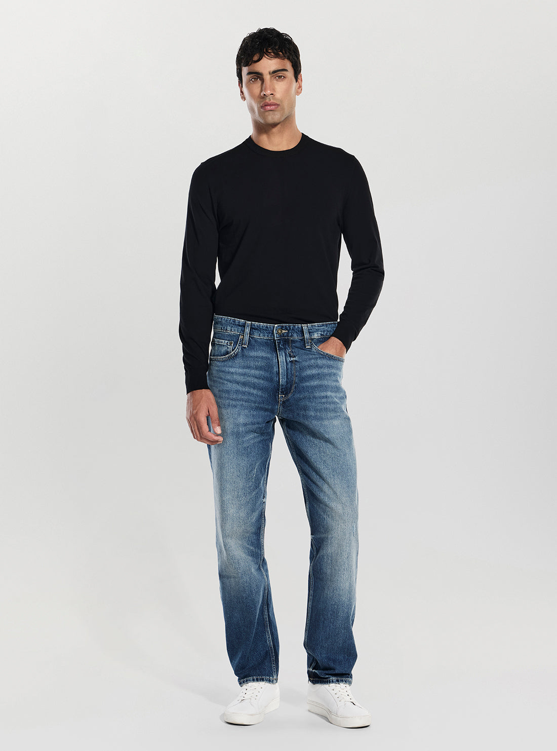 GUESS Mens Eco Mid-Rise Owen Jeans in Medium Wash M6RAT5D6430 Full View
