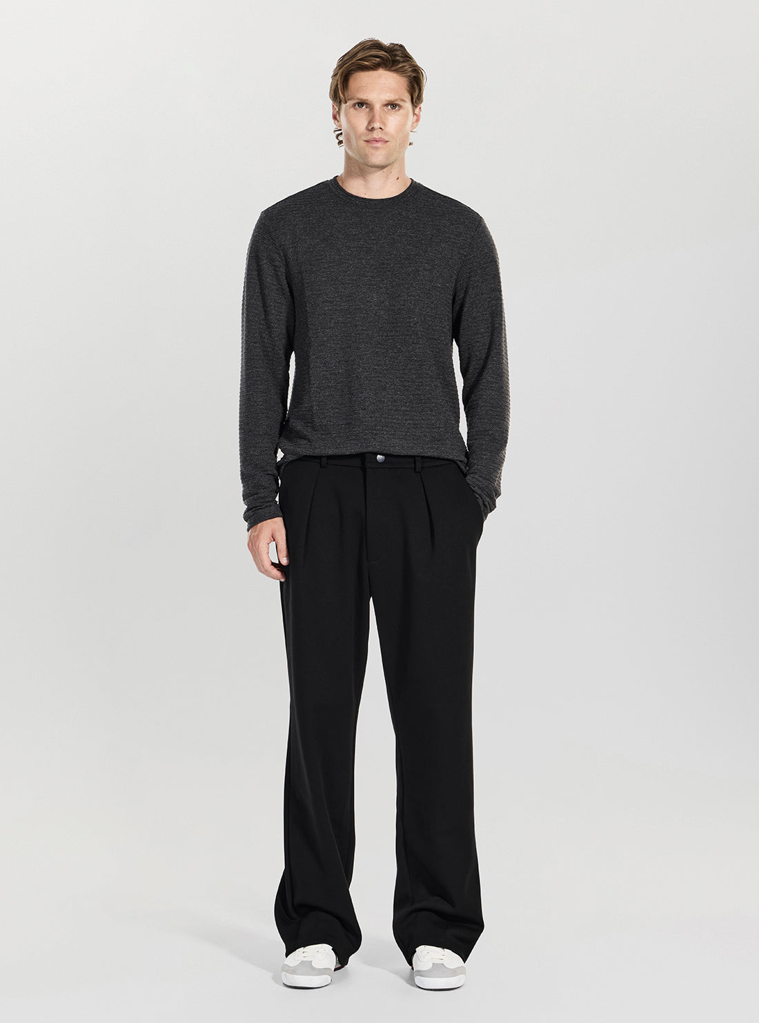 GUESS Mens Black Straight Leg Logo Patch Pants M6RB52KD271 Full View