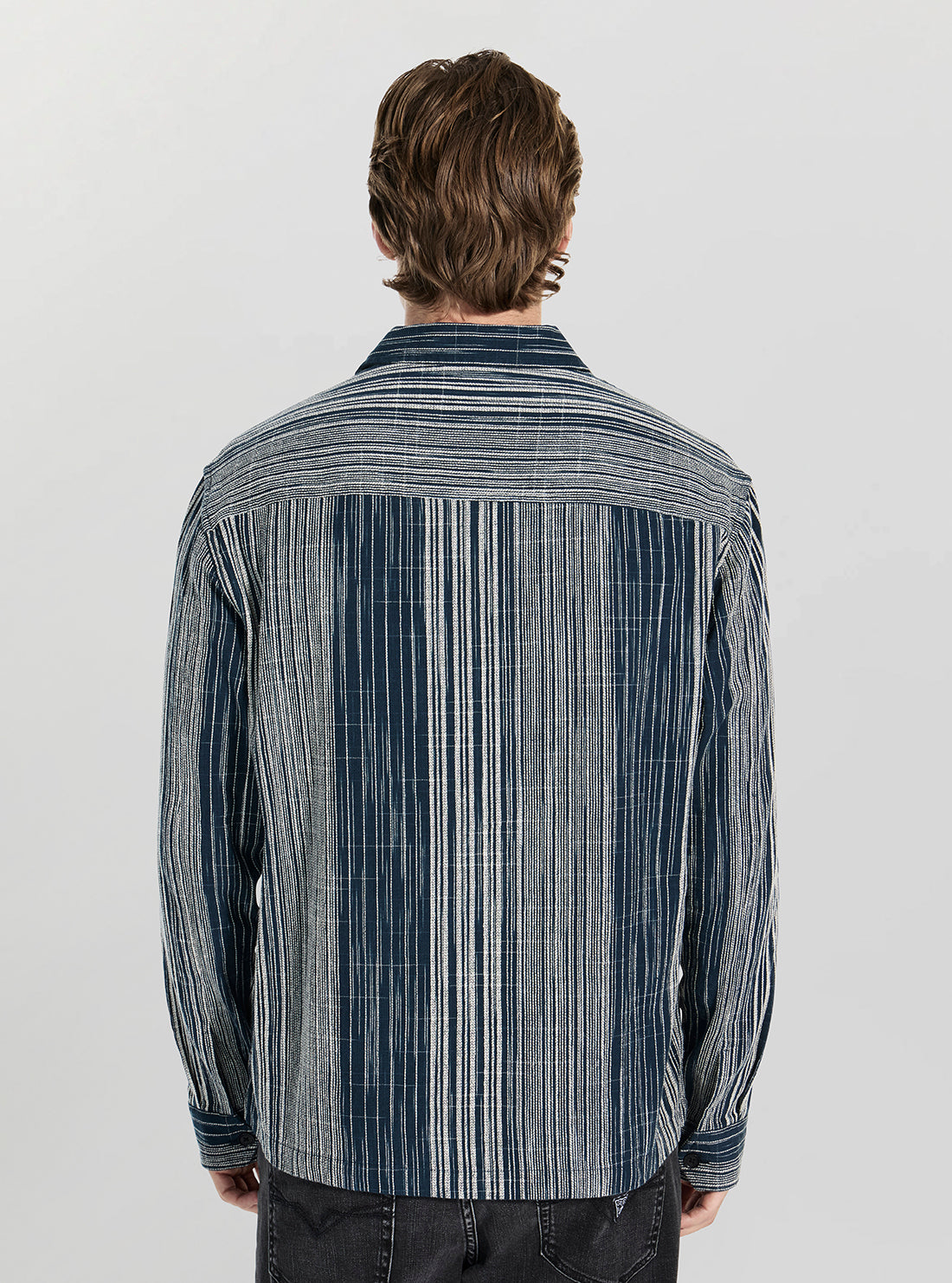 Multi Atlas Linear Jacquard Long Sleeve Shirt M6RH03WI810 Back View