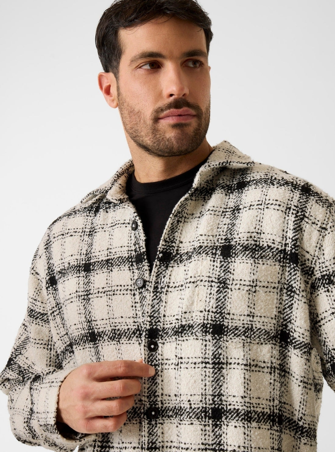GUESS Mens Multi Winston Tweed Plaid Shirt M6RH26WI612 Detail View