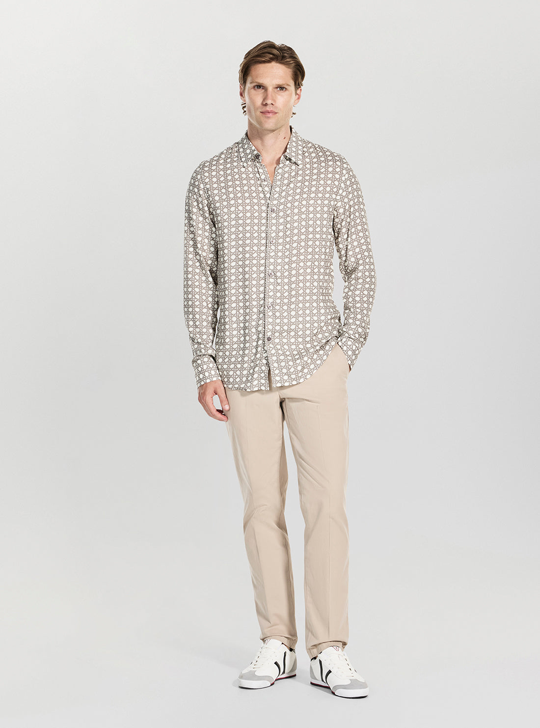 GUESS Mens Eco SMulti Basketweave Grid Shirt M6RH42WD4Z2 Full View