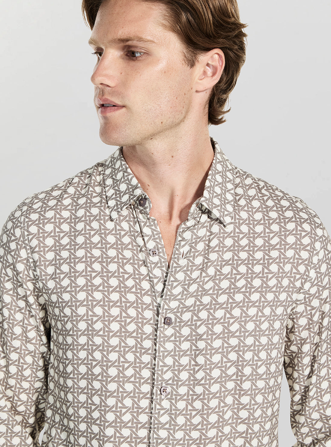 GUESS Mens Eco SMulti Basketweave Grid Shirt M6RH42WD4Z2 Detail View