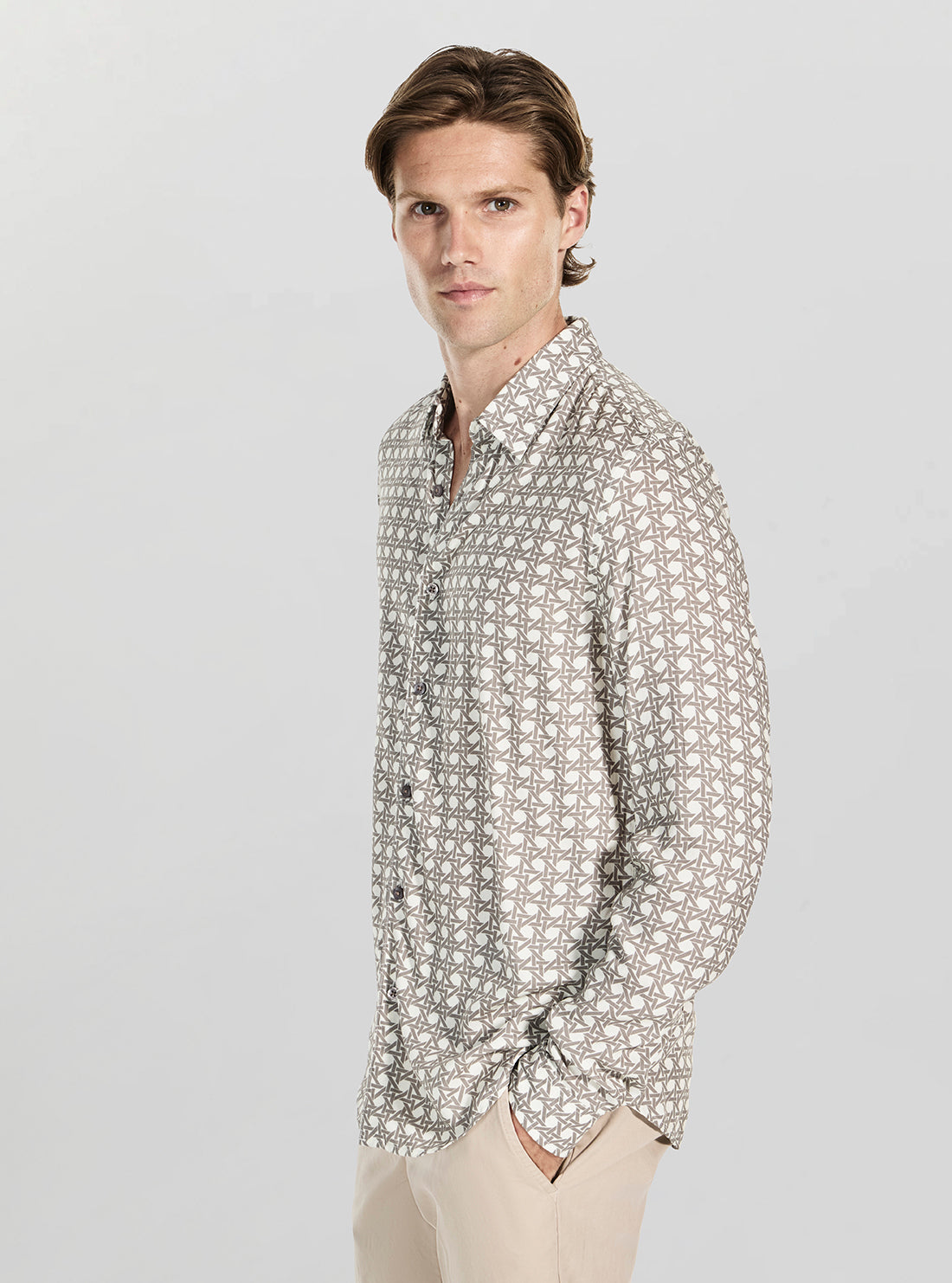 GUESS Mens Eco SMulti Basketweave Grid Shirt M6RH42WD4Z2 Side view