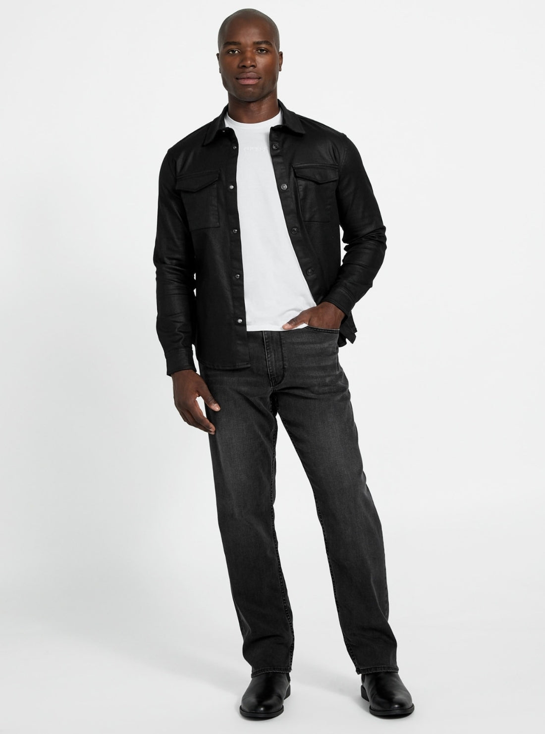GUESS Mens Eco Black Theo Shirt M6RH75D6480 Full View