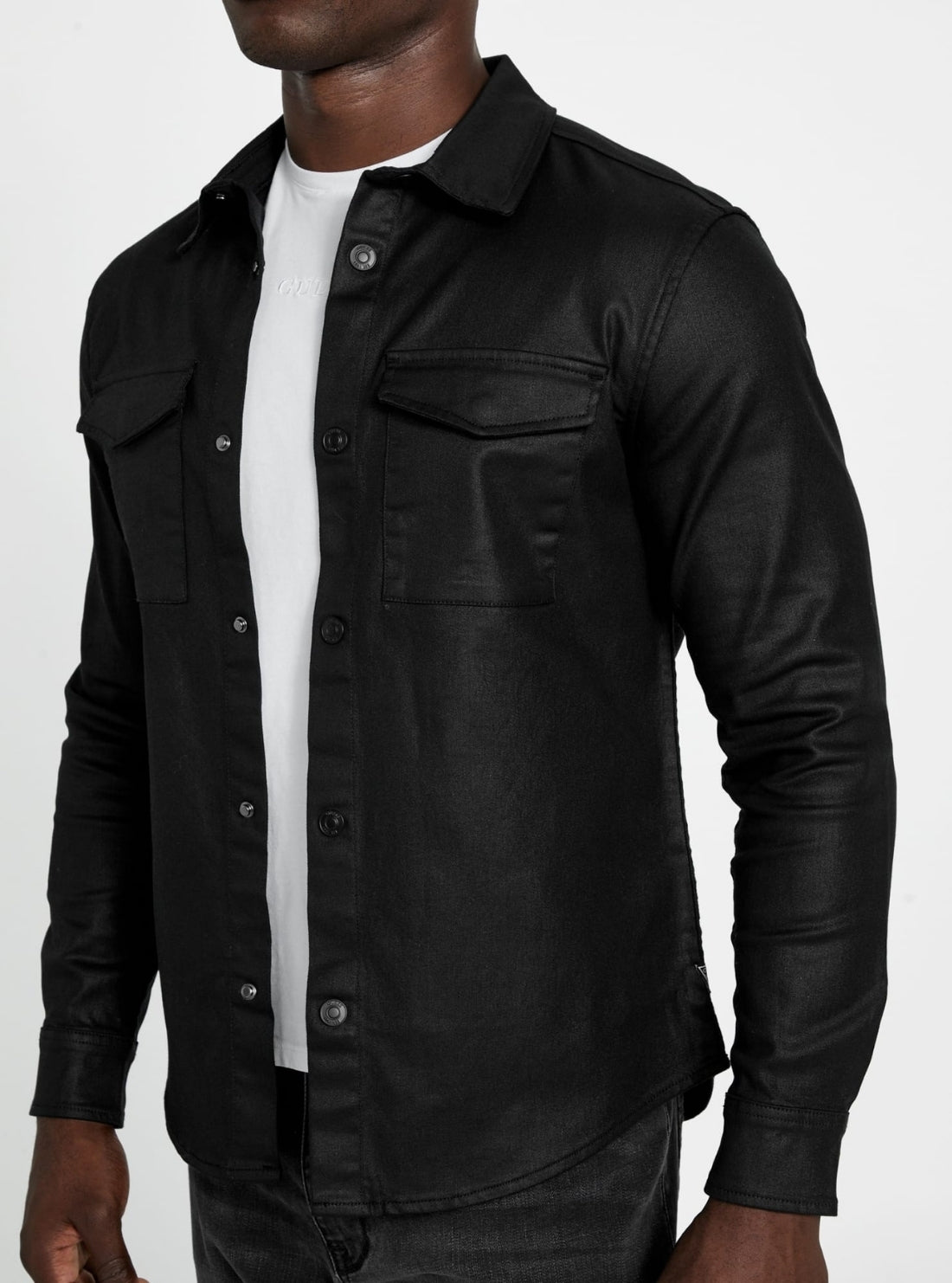 GUESS Mens Eco Black Theo Shirt M6RH75D6480 Detail View