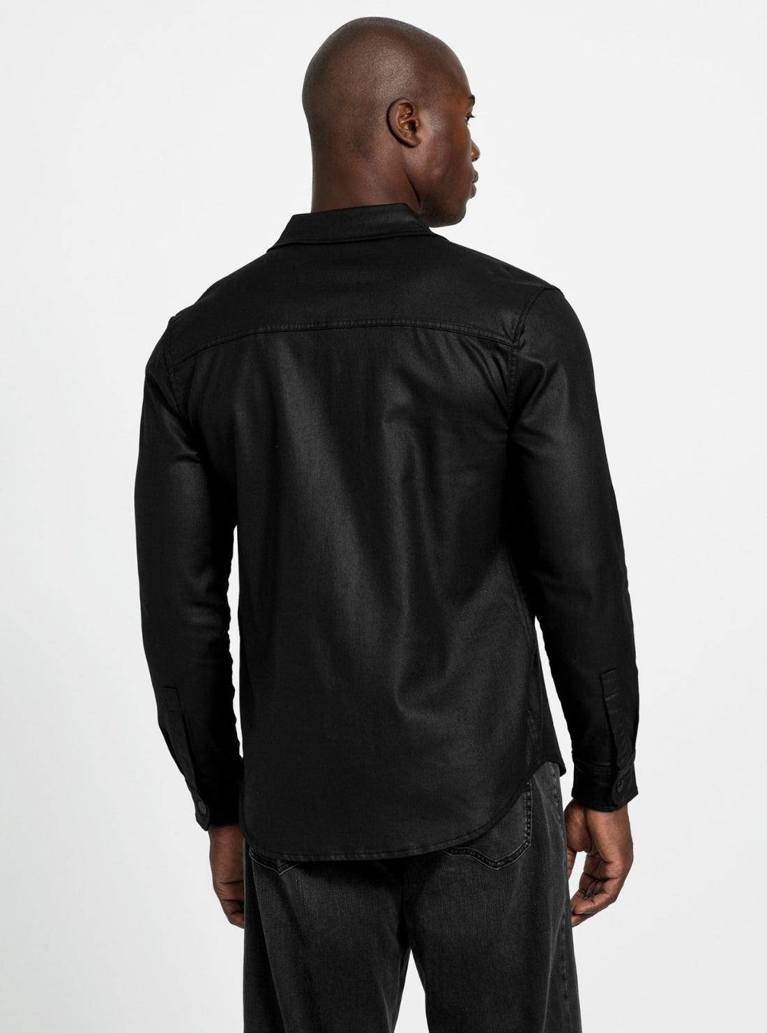GUESS Mens Eco Black Theo Shirt M6RH75D6480 Back View