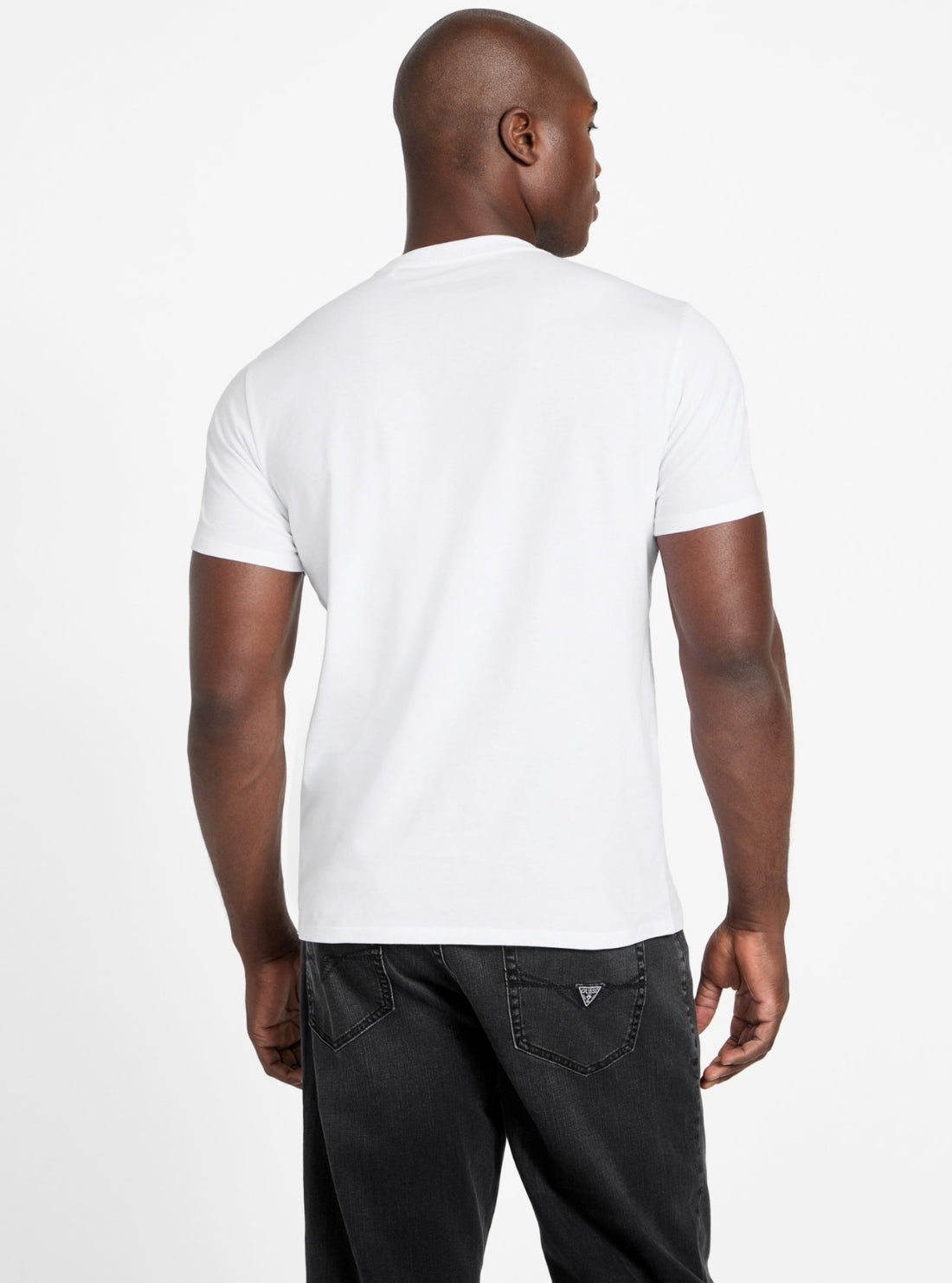 GUESS Mens Eco White Shimmer Quattro G T-Shirt M6RI03I3Z14 Back View