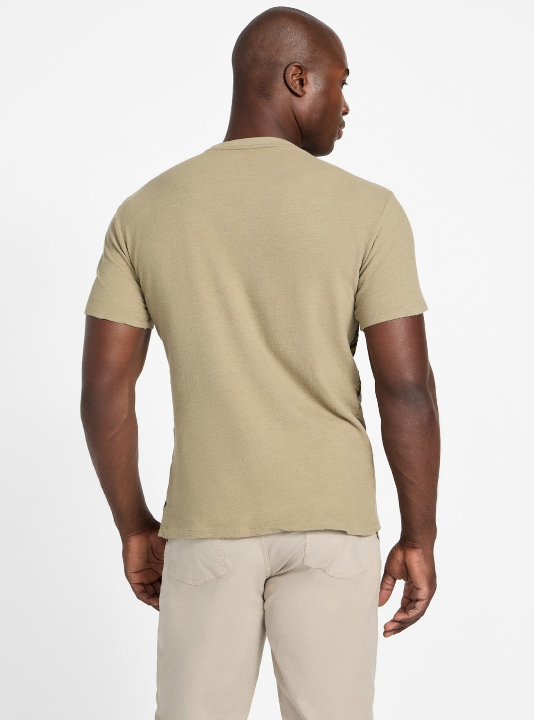 GUESS Mens Slate Taupe Crafted Flower T-Shirt M6RI06KCH21 Back View