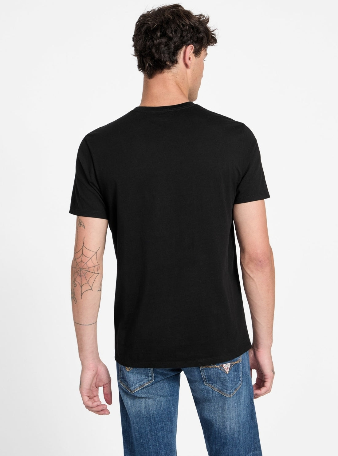 GUESS Mens Eco Black Painted Triangle T-Shirt M6RI09I3Z14 Back View