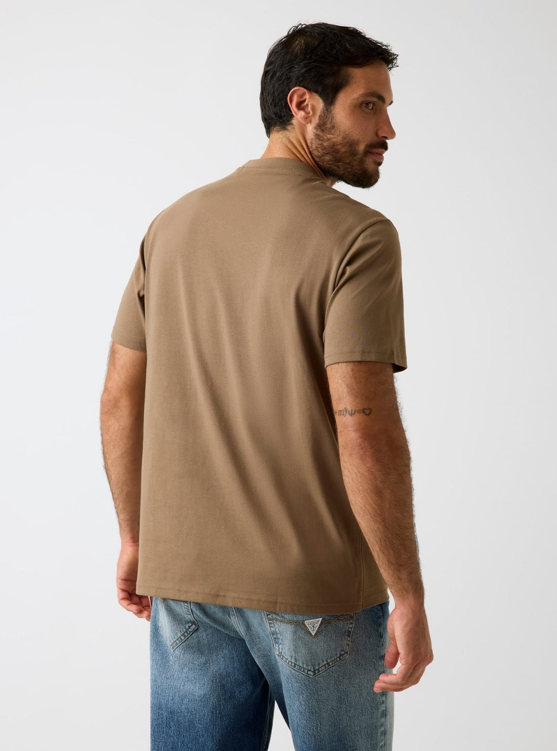 GUESS Mens Brown Golden Triangle T-Shirt M6RI15I3Z14 Back View