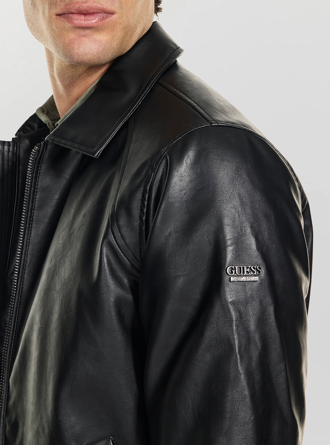 GUESS Mens Black Aviator Jacket M6RL0AWJ260 Detail View