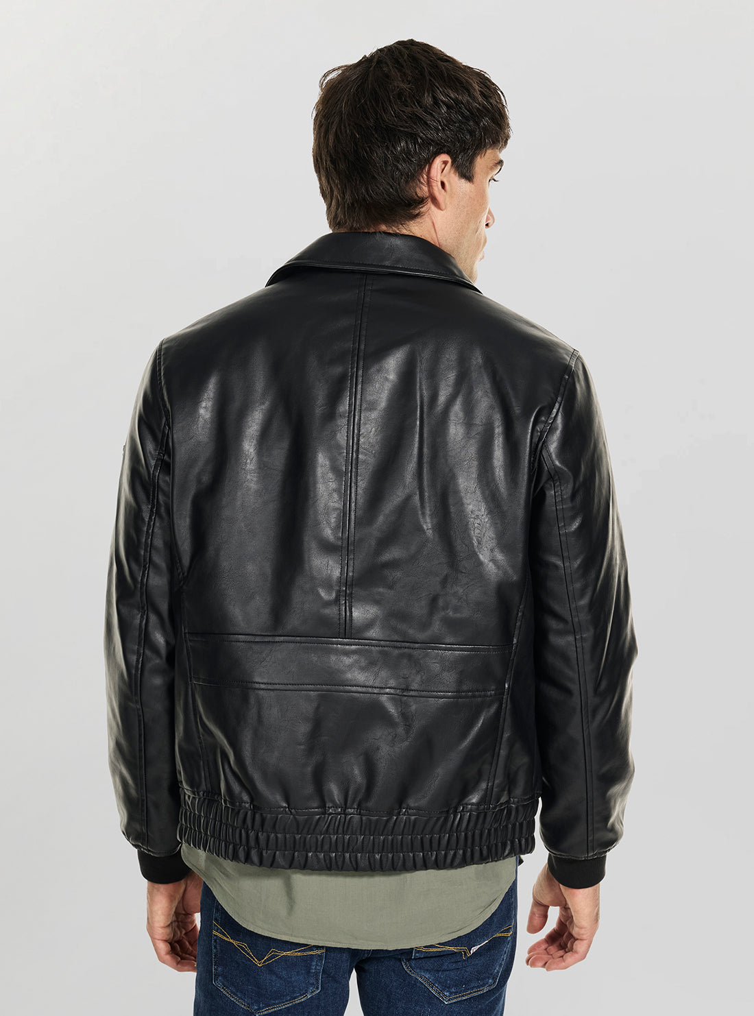 GUESS Mens Black Aviator Jacket M6RL0AWJ260 Back View