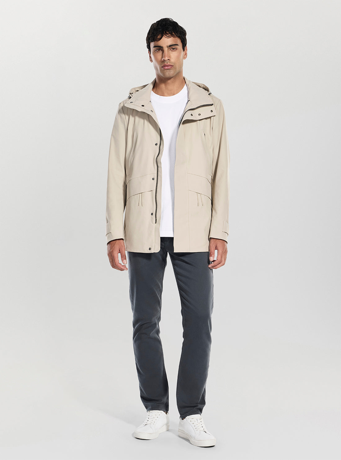 GUESS Mens Beige Technical Field Jacket M6RL1EWM282 Full View