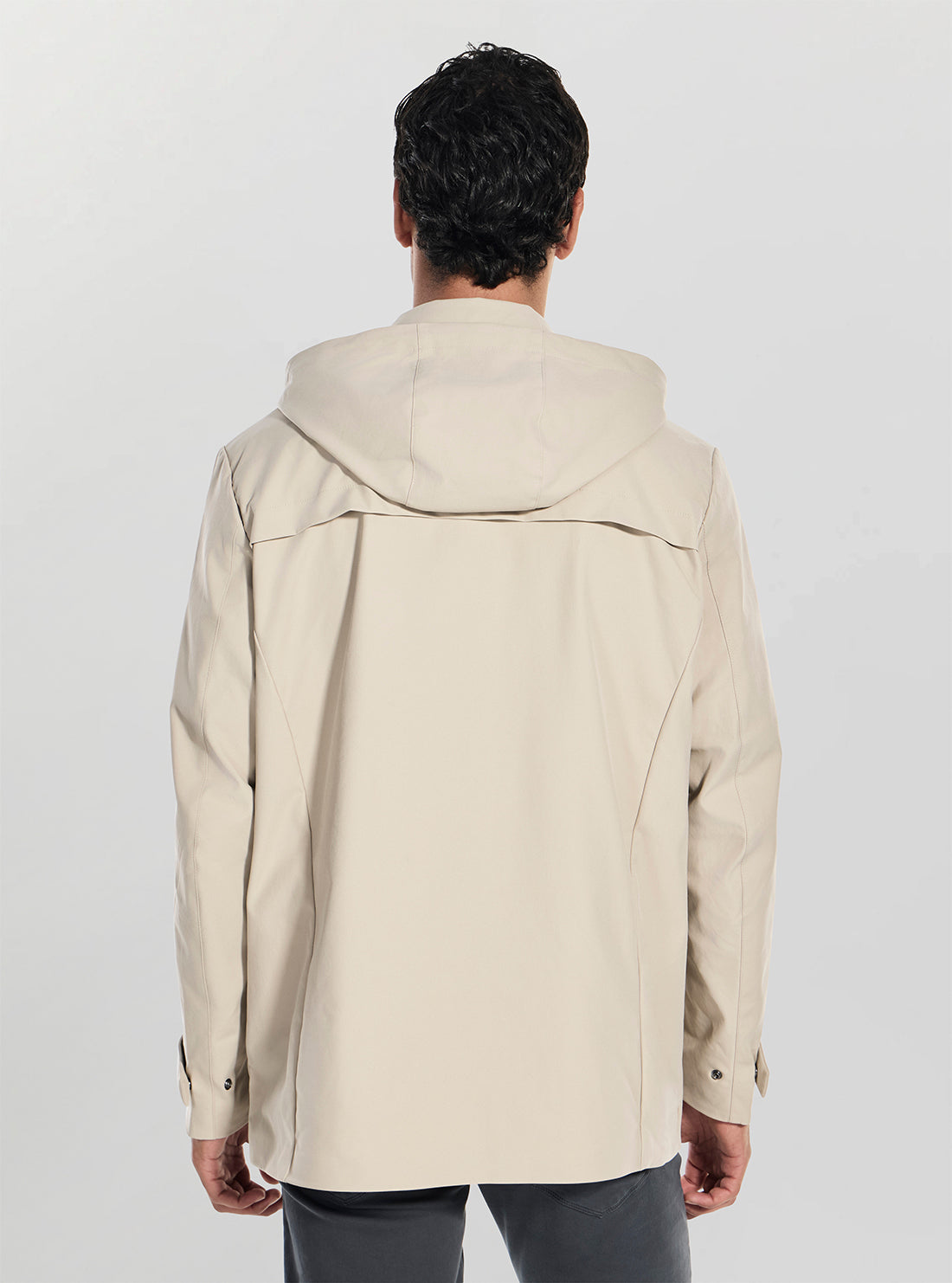 GUESS Mens Beige Technical Field Jacket M6RL1EWM282 Back View