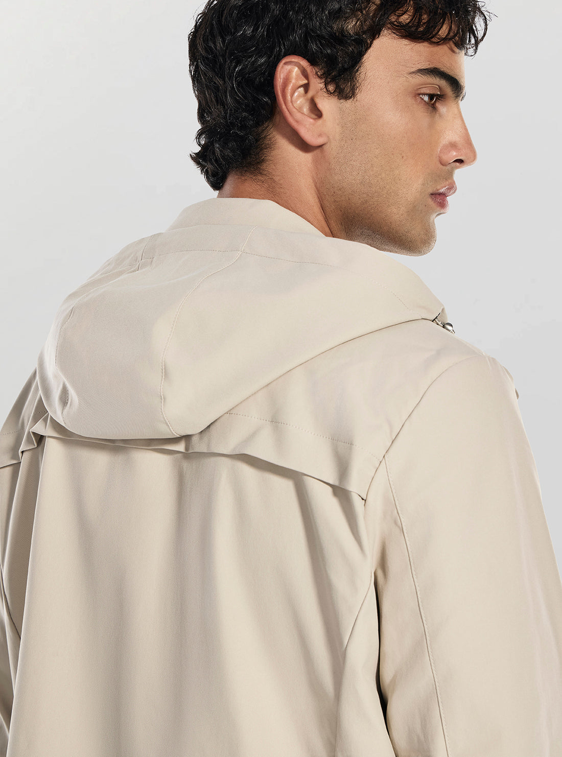 GUESS Mens Beige Technical Field Jacket M6RL1EWM282 Detail View