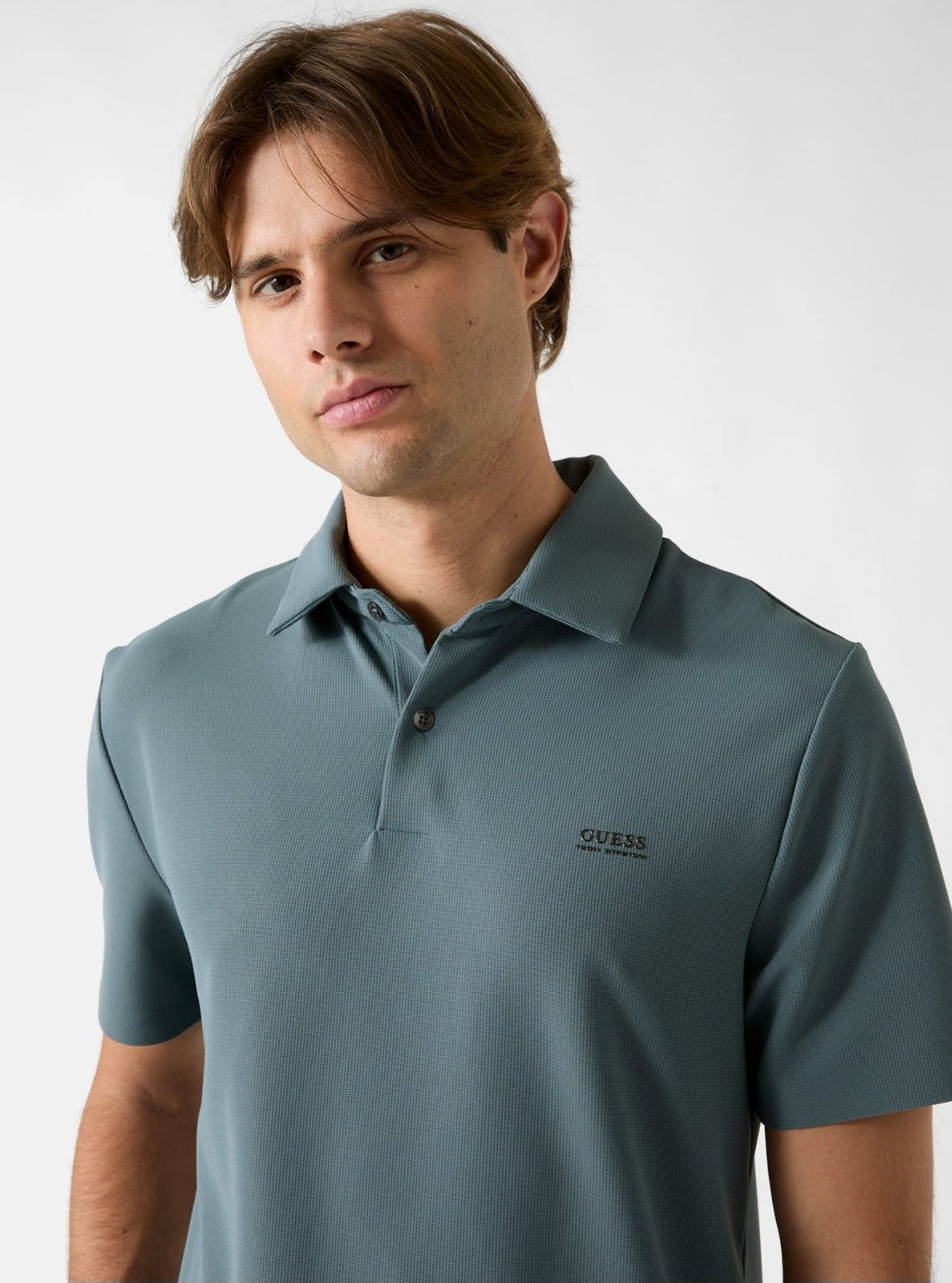 GUESS Mens Blue New Tech Stretch Polo Shirt M6RP02KD202 Detail View