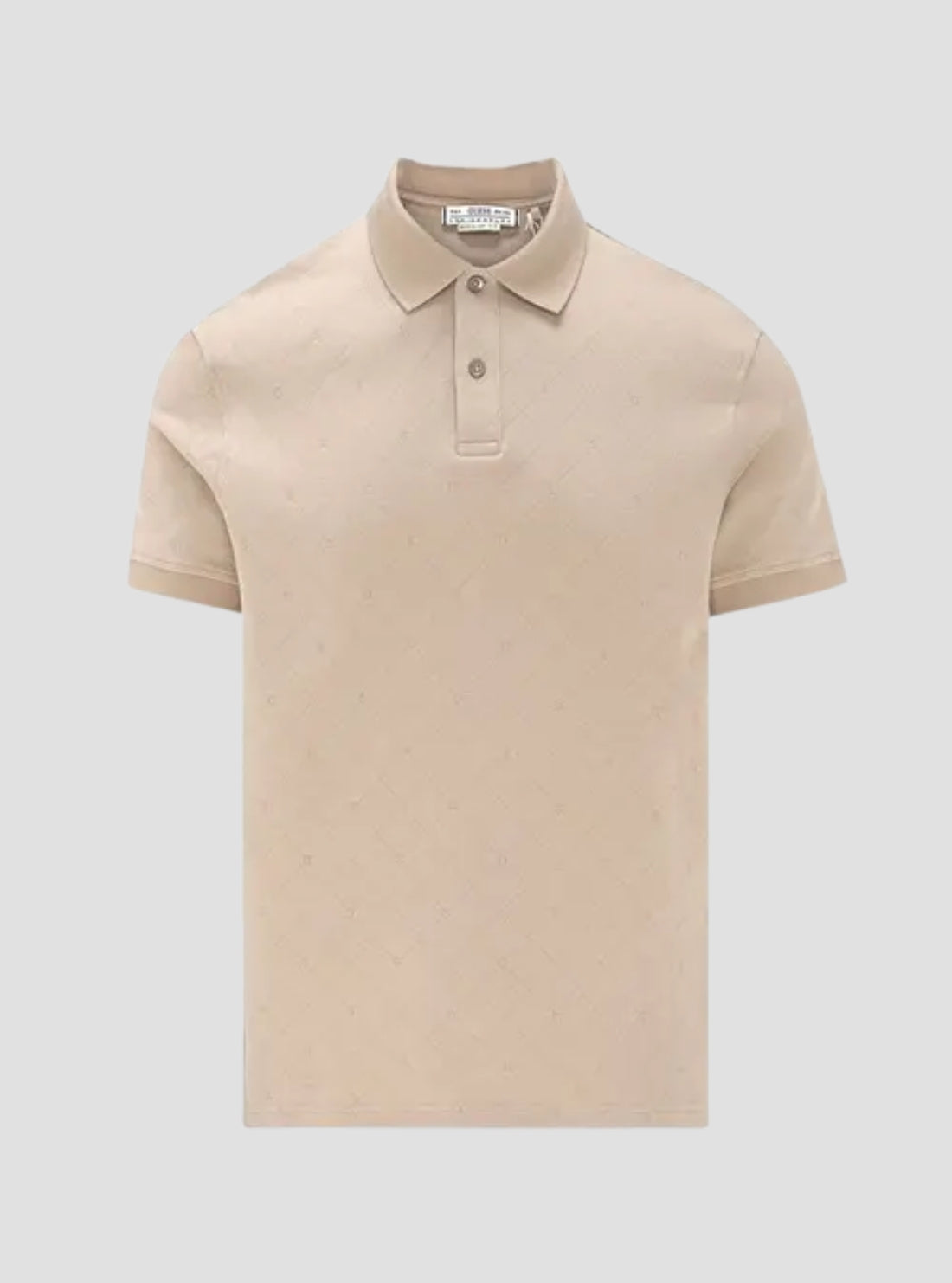 GUESS Mens Beige Jacquard Allover Polo Shirt M6RP05KD181 Flatlay