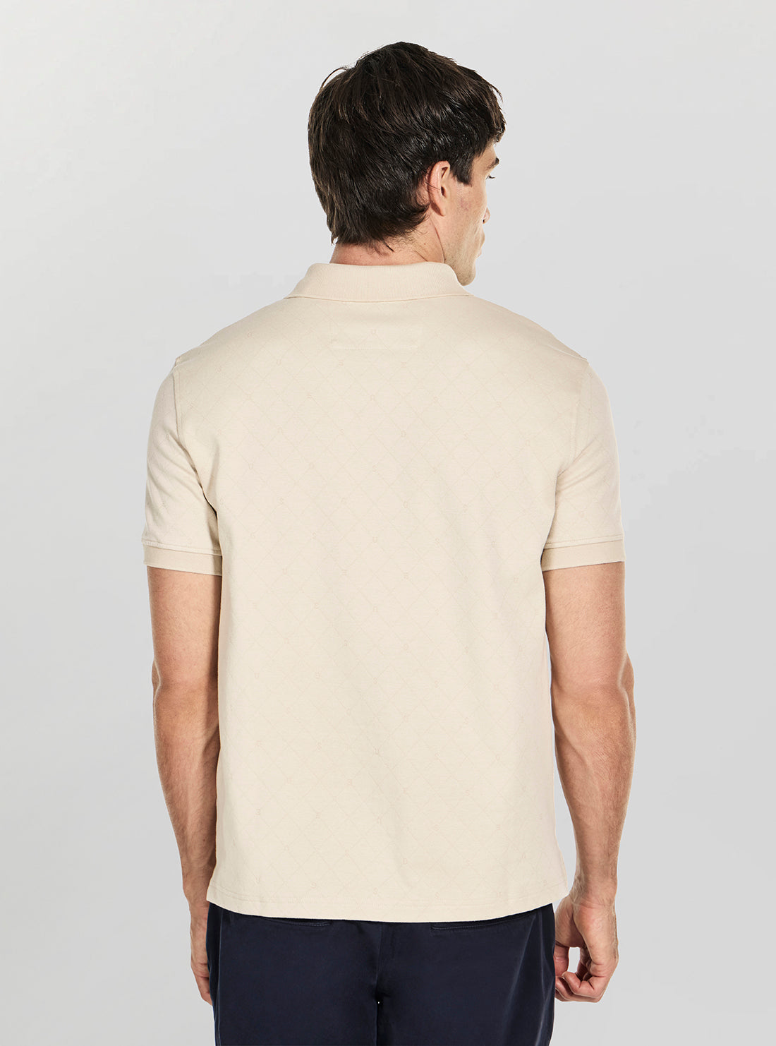 GUESS Mens Beige Jacquard Allover Polo Shirt M6RP05KD181 Back View