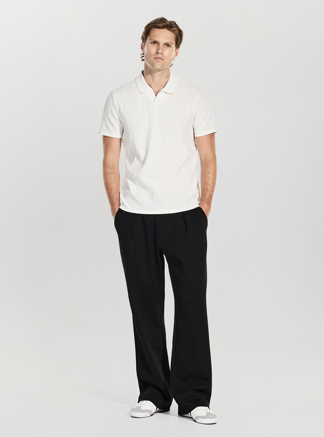 GUESS Mens White River Jacquard Knitted Shirt M6RP37KB312 Full View