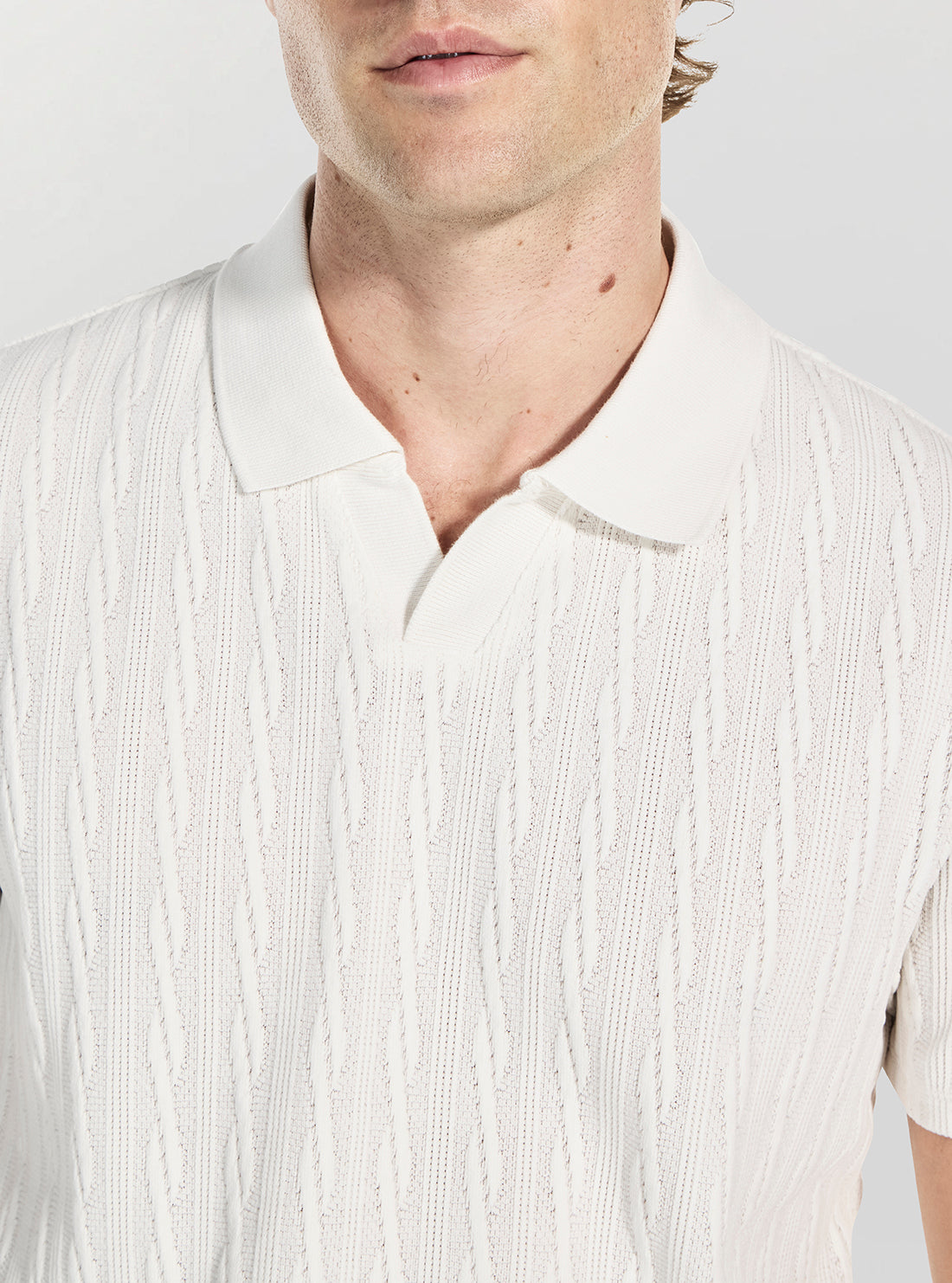 GUESS Mens White River Jacquard Knitted Shirt M6RP37KB312 Detail View