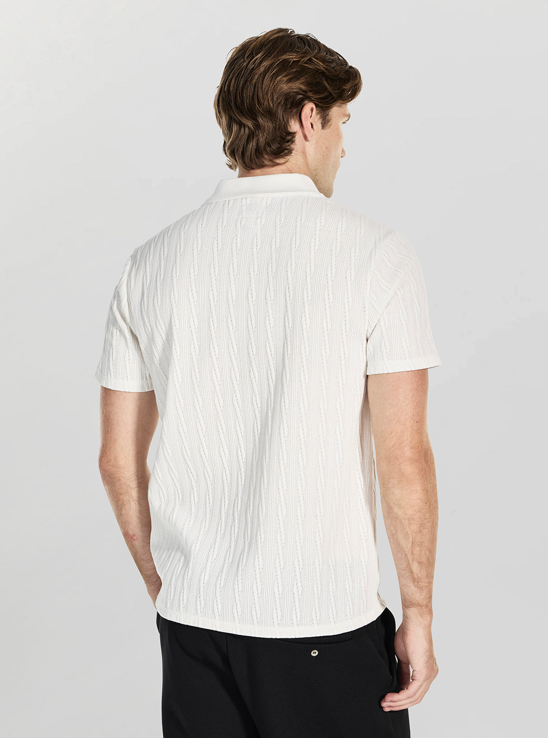 GUESS Mens White River Jacquard Knitted Shirt M6RP37KB312 Back View