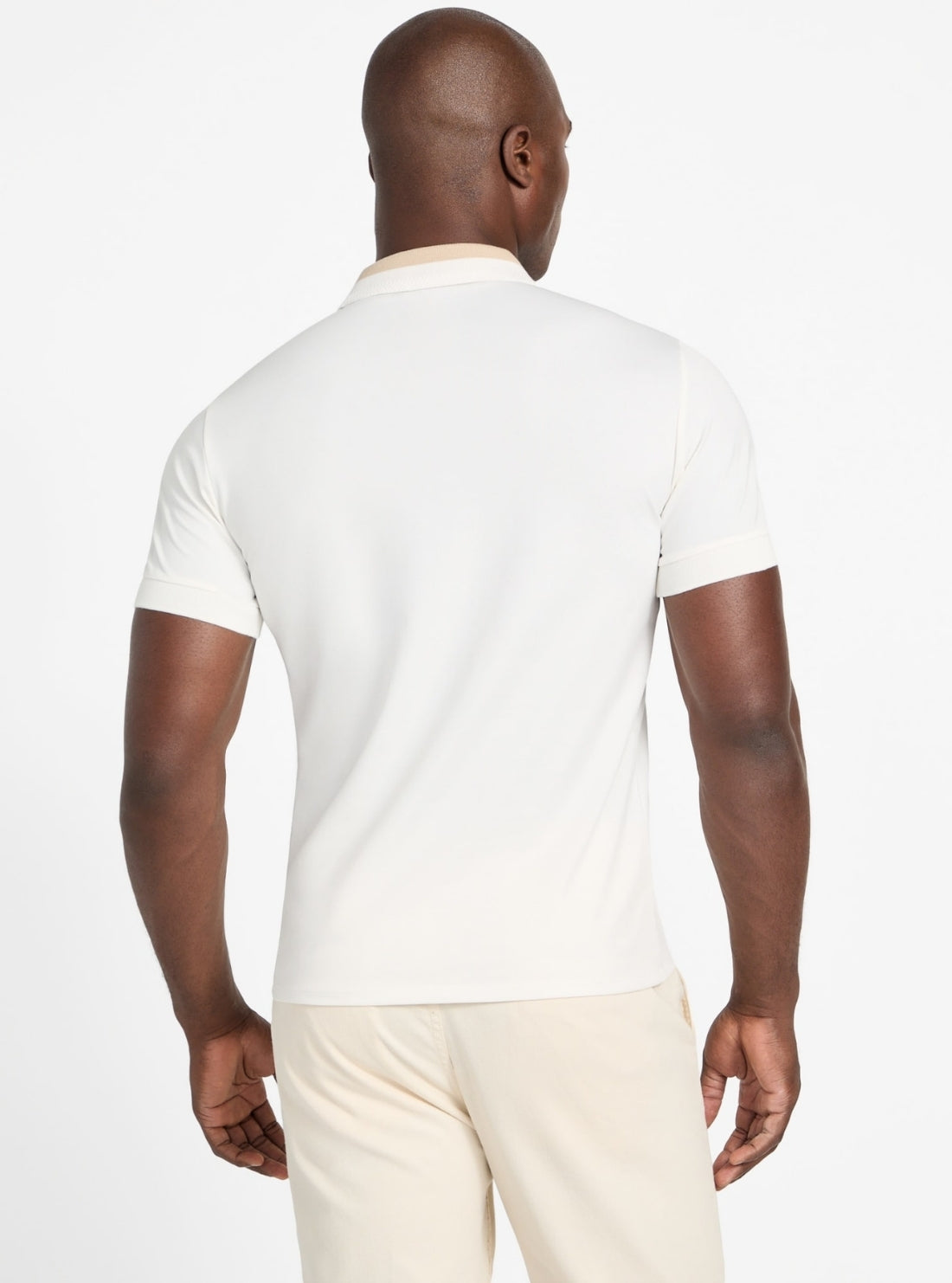 GUESS Mens Eco White Paul Collar Polo Shirt M6RP47KARS2 Back View
