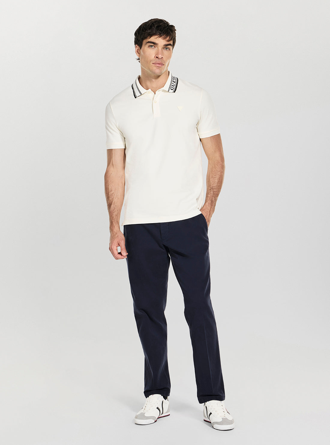 GUESS Mens White Lyle Polo Shirt M6RP60K7O64 Full View