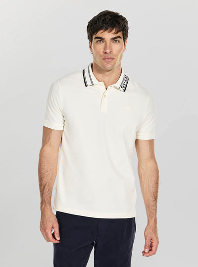GUESS Mens White Lyle Polo Shirt M6RP60K7O64 Front View