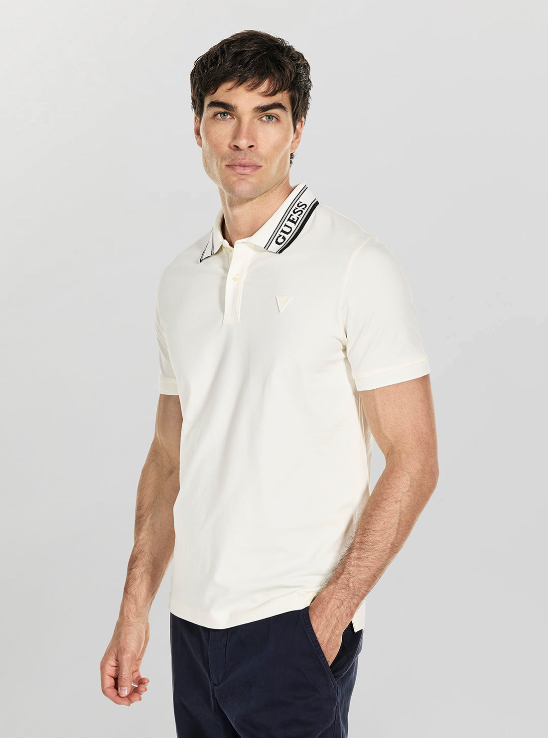 GUESS Mens White Lyle Polo Shirt M6RP60K7O64 Side View