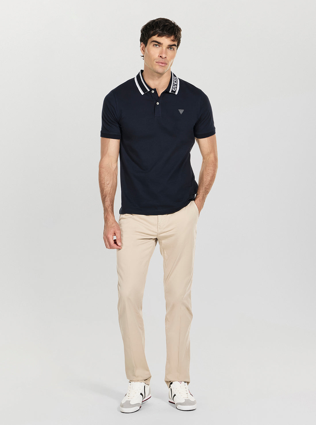 GUESS Mens Blue Lyle Polo Shirt M6RP60K7O64 Full View
