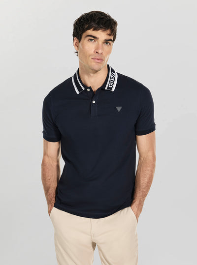 GUESS Mens Blue Lyle Polo Shirt M6RP60K7O64 Front View
