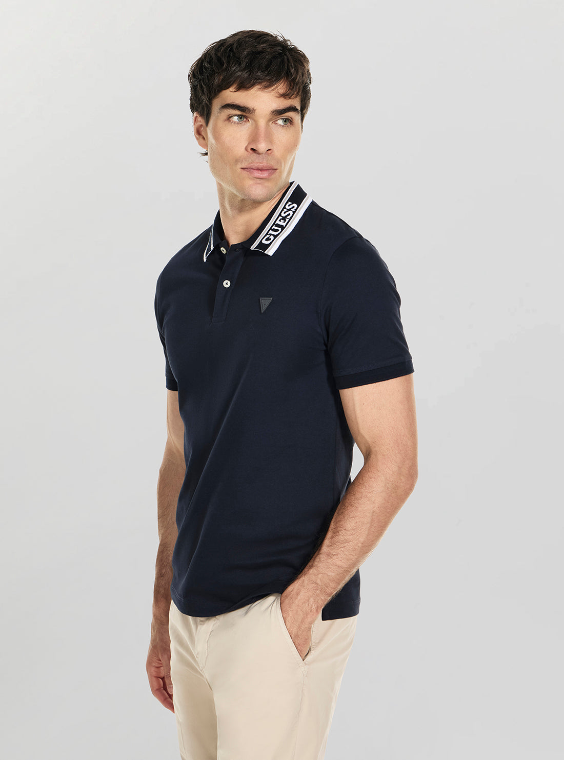 GUESS Mens Blue Lyle Polo Shirt M6RP60K7O64 Side View