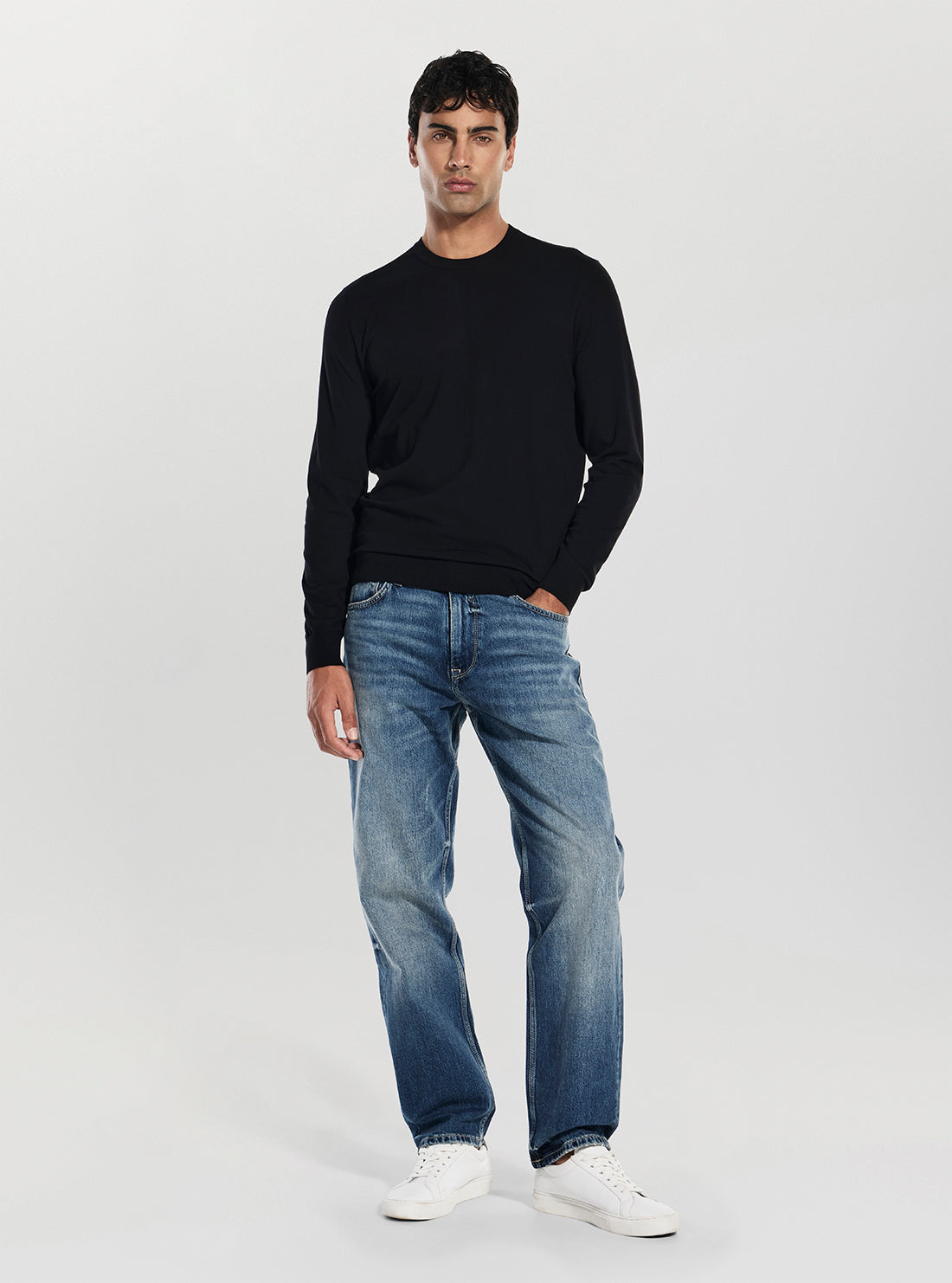 GUESS Mens Black Kadir Tech Sweater M6RR16Z4442 Full View