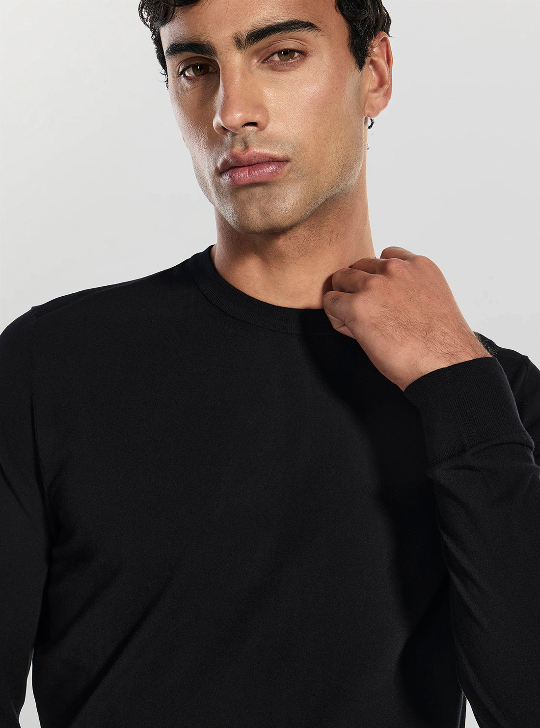 GUESS Mens Black Kadir Tech Sweater M6RR16Z4442 Detail View