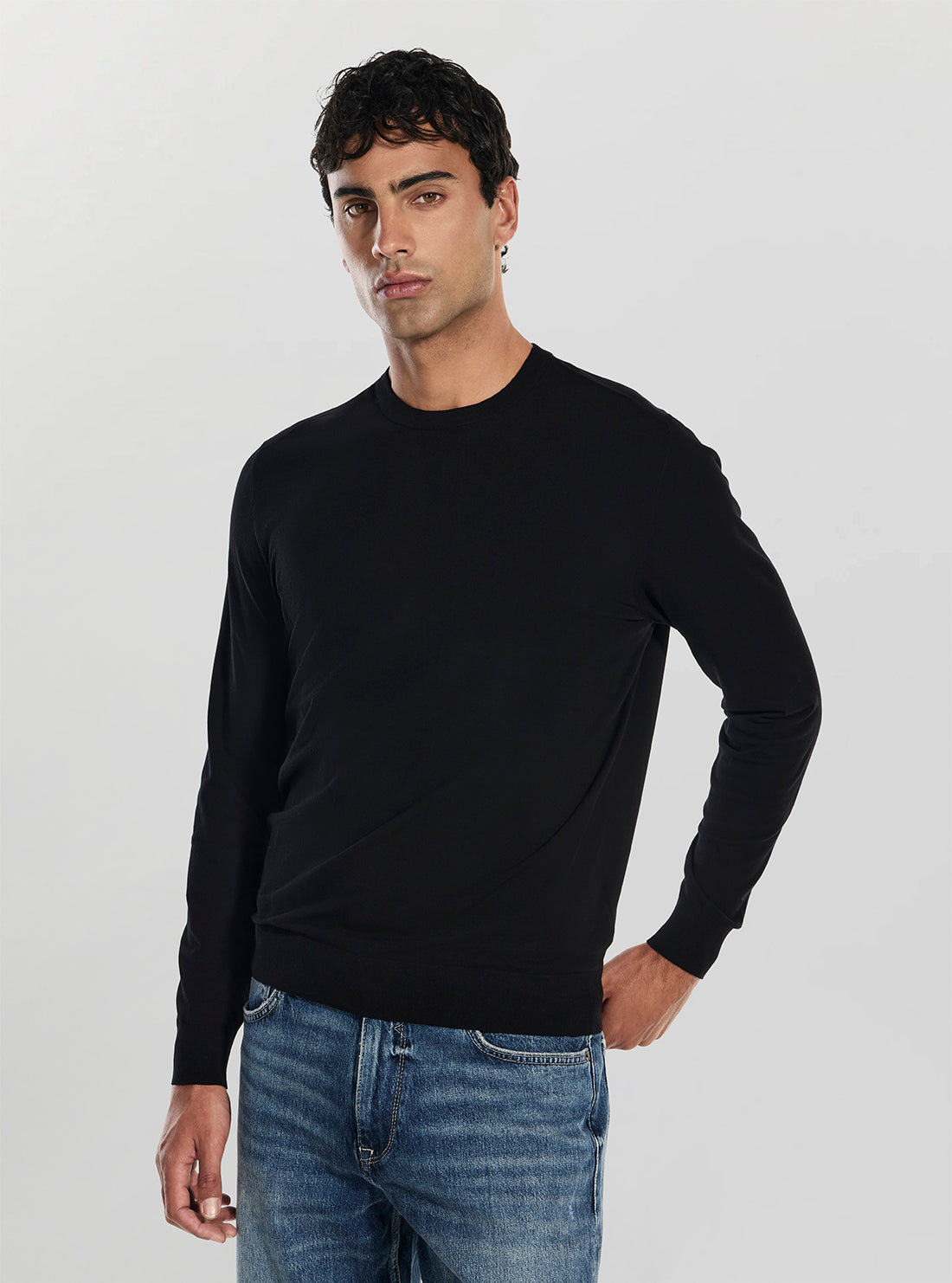 GUESS Mens Black Kadir Tech Sweater M6RR16Z4442 Side View