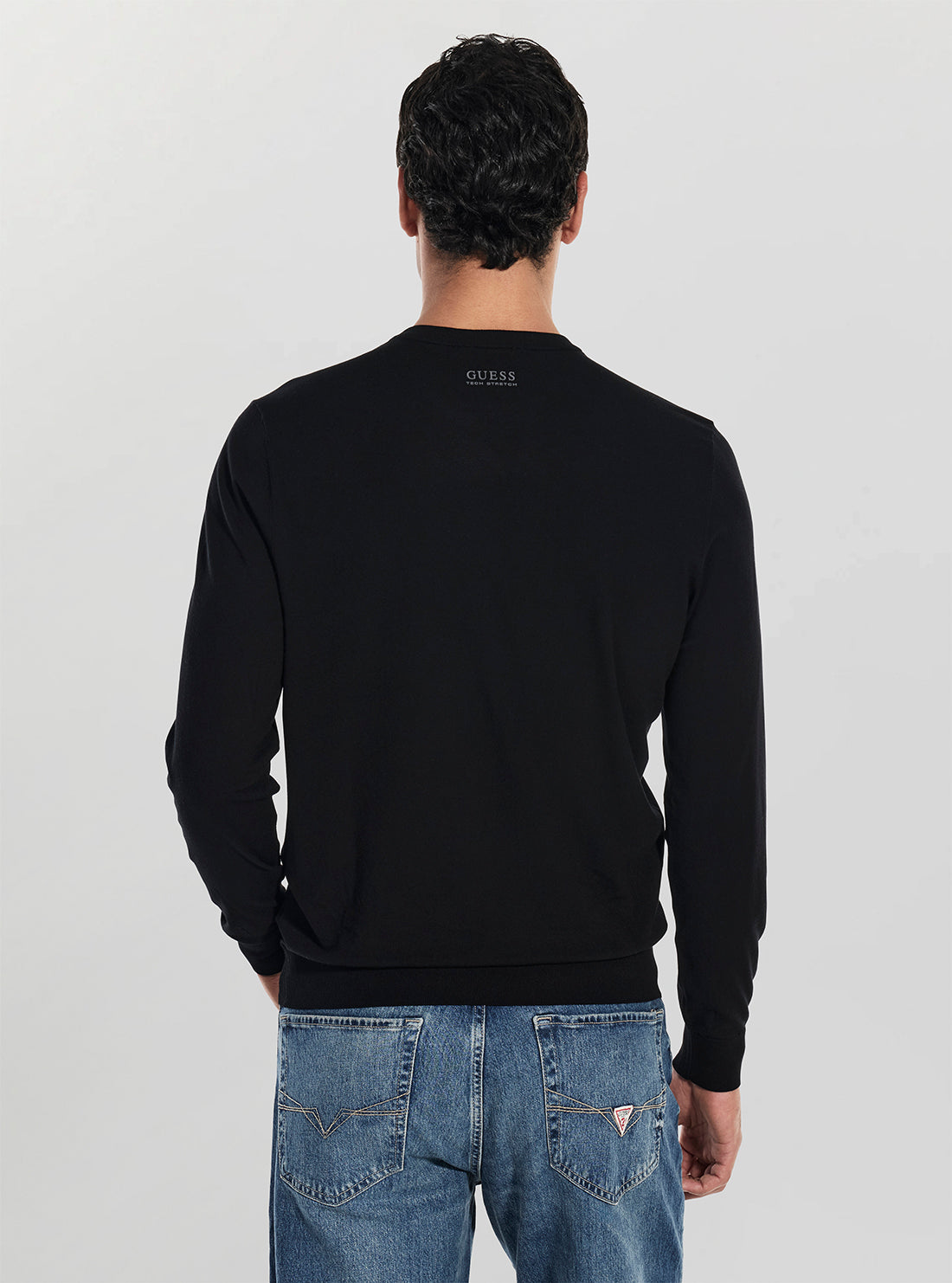 GUESS Mens Black Kadir Tech Sweater M6RR16Z4442 Back View