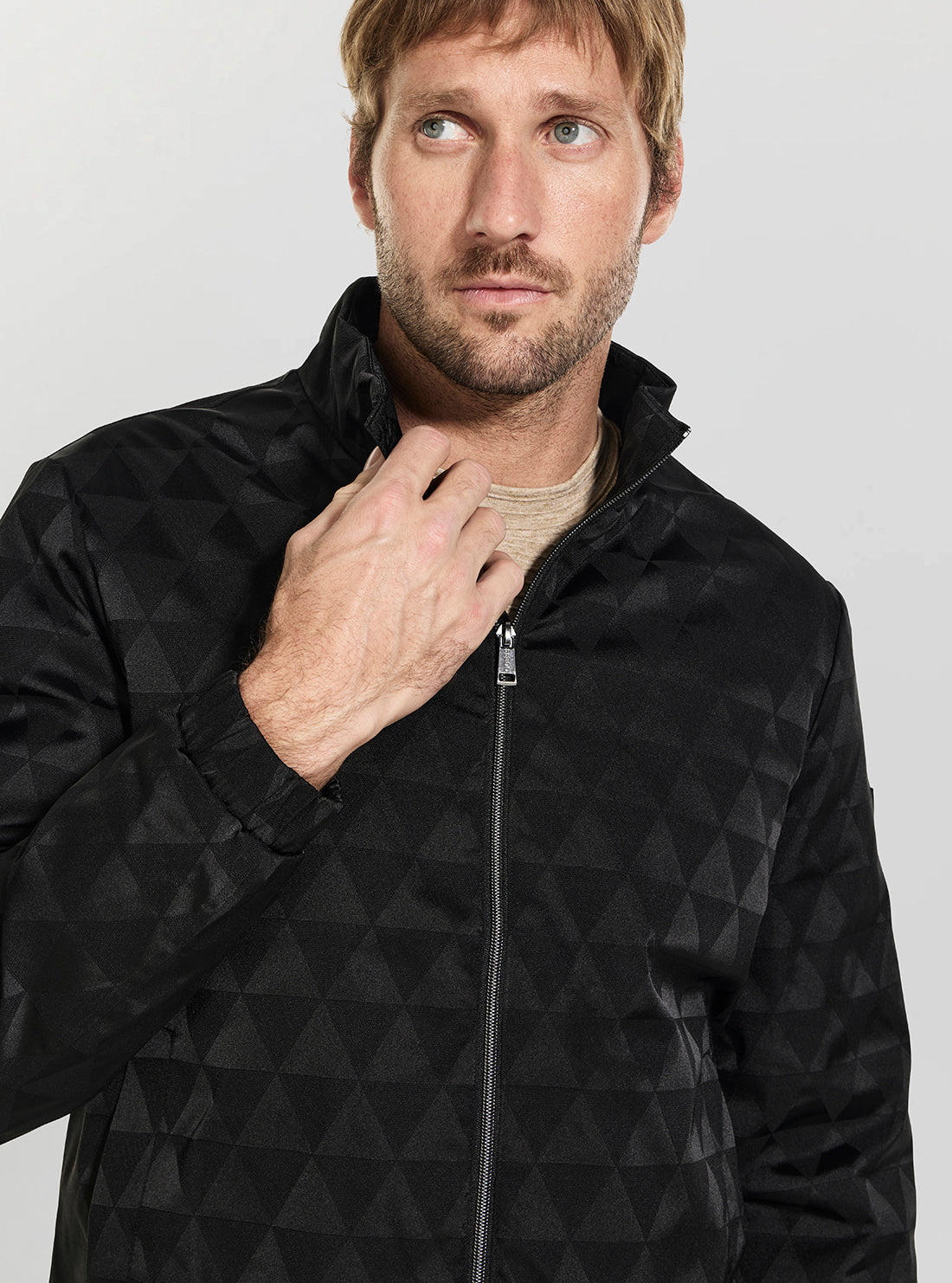 GUESS Mens Black Allover Logo Jacket M6YL24W2815 detail View