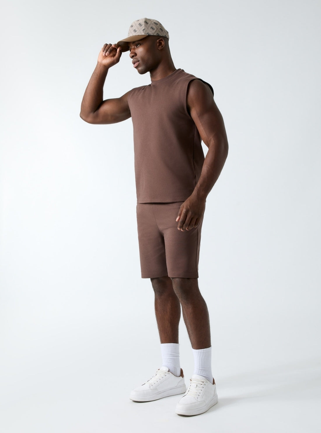 GUESS Mens Brown Muscle Active T-Shirt M6YP51K7383 Full View