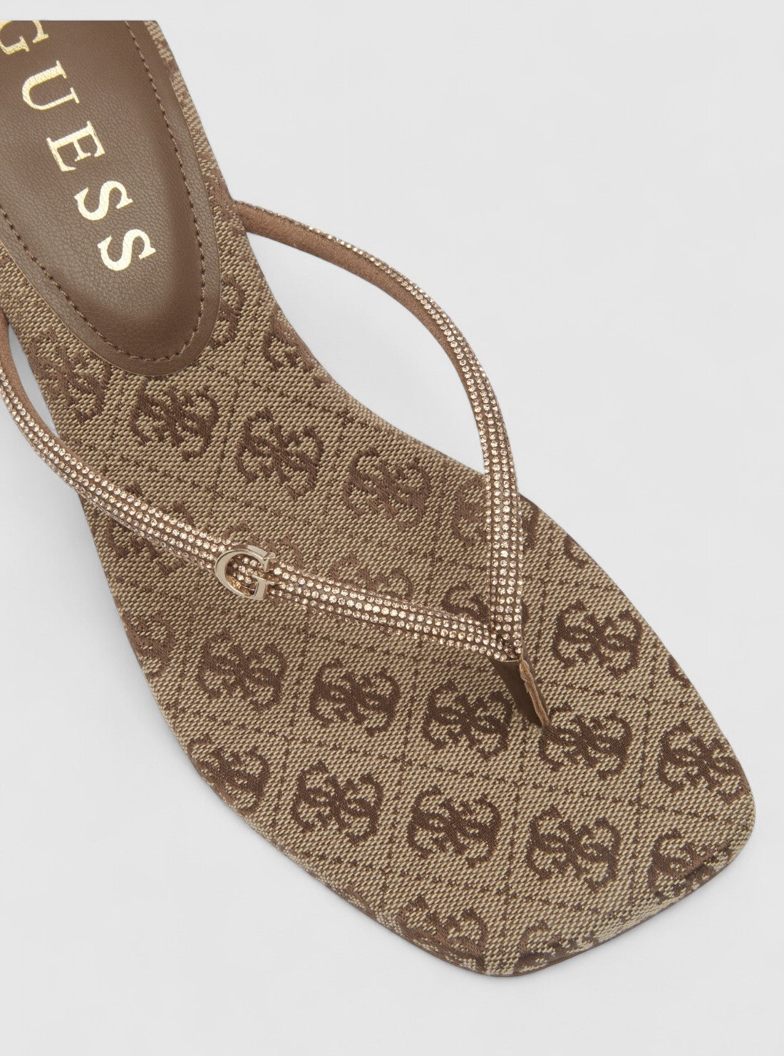 GUESS Womens Gold Logo Mayan Heeled Sandals MAYAN Detail View