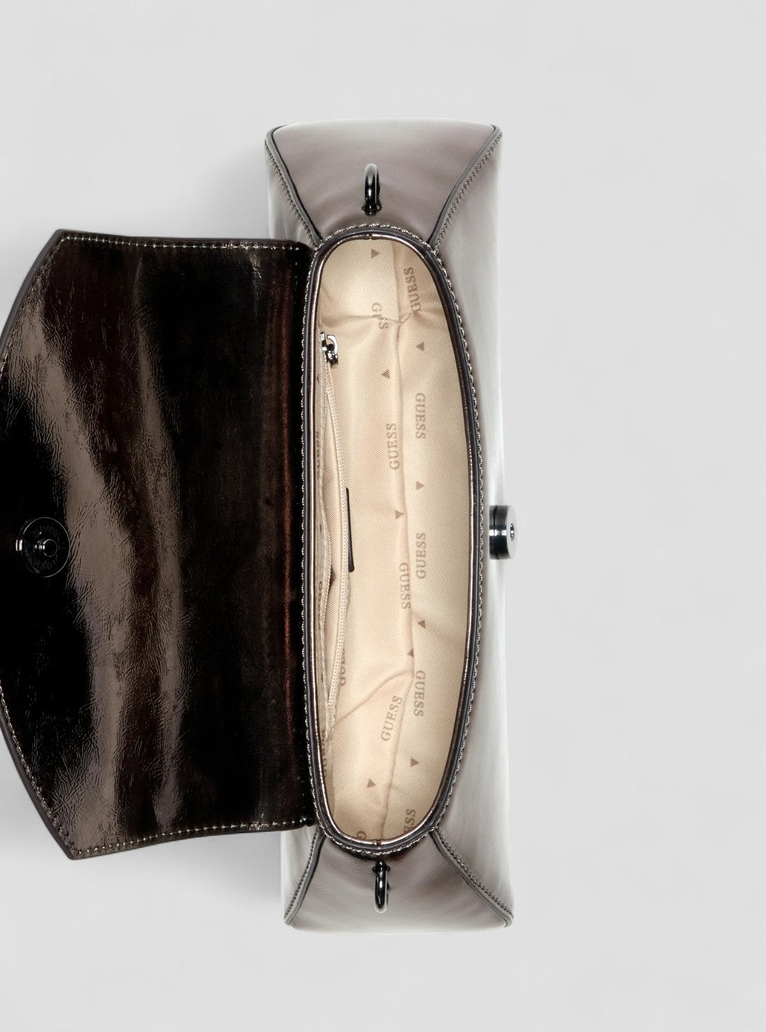 GUESS Womens Bronze Metallic Bolena Flap Shoulder Bag MM920719 Inside View