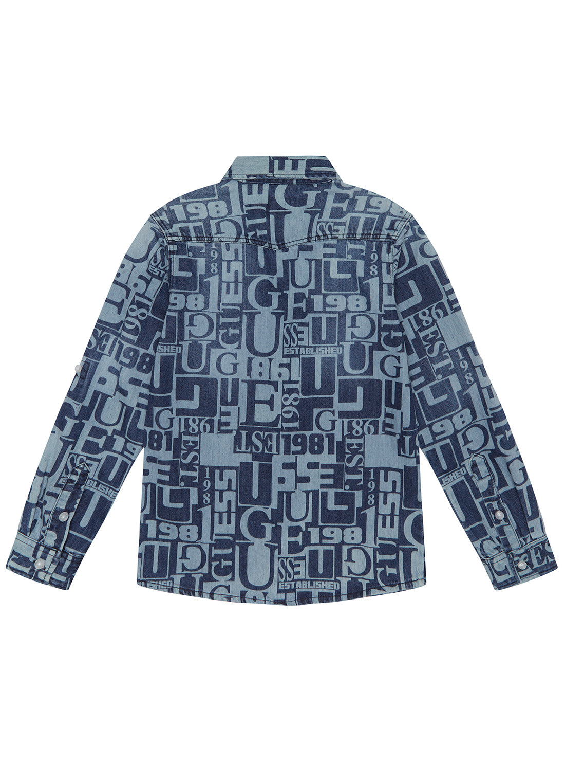 GUESS Blue Logo Long Sleeve Shirt (2-7) back view