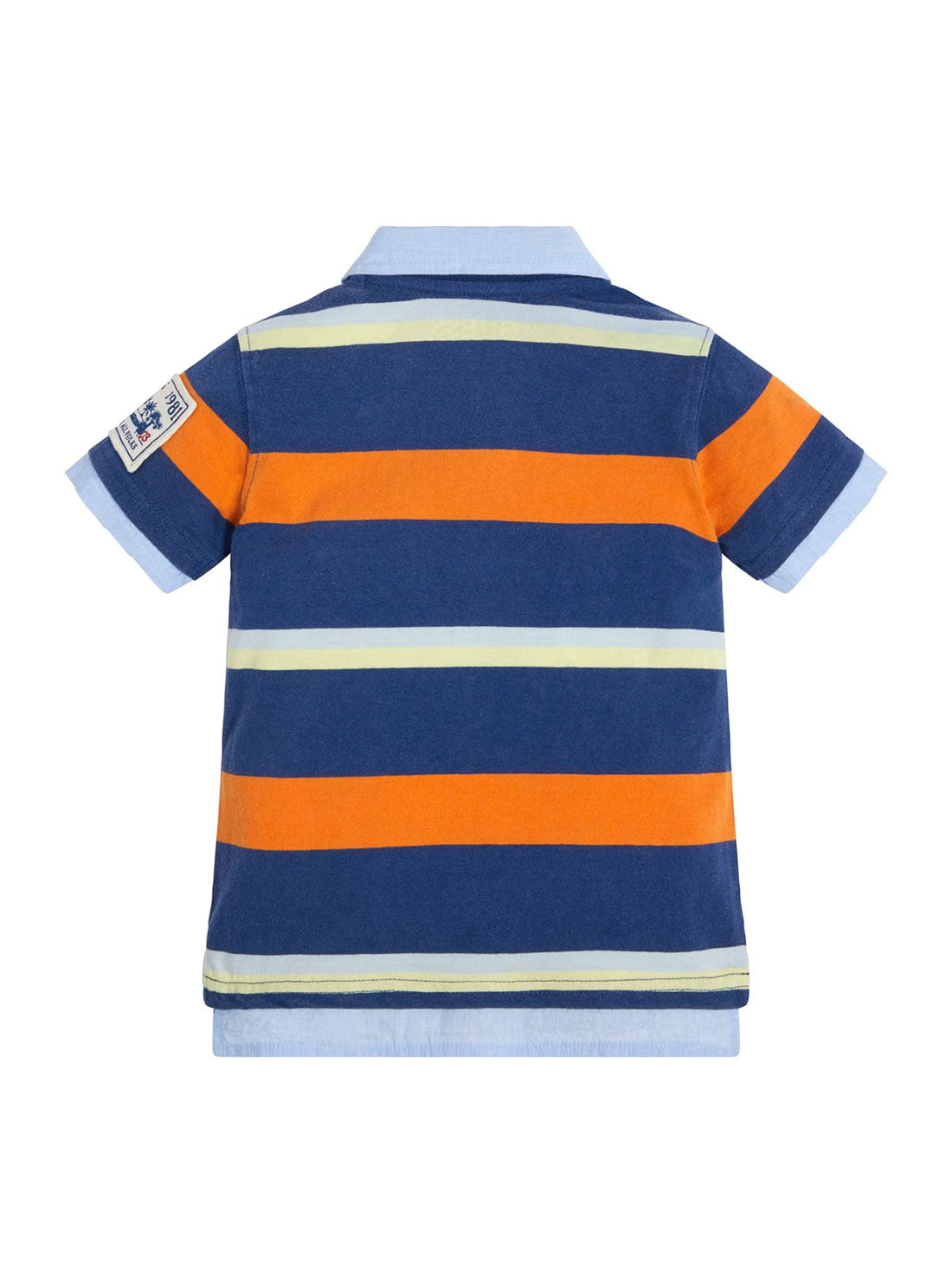 Boy's Eco Orange Striped Polo Shirt back view