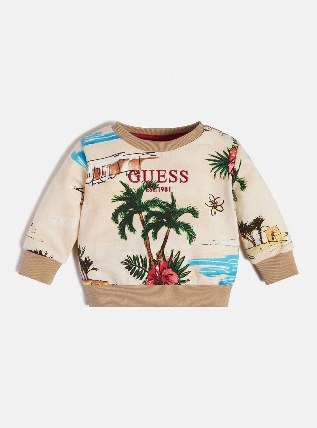 Beige Desert Print Long Sleeve Top | GUESS Kids | Front view