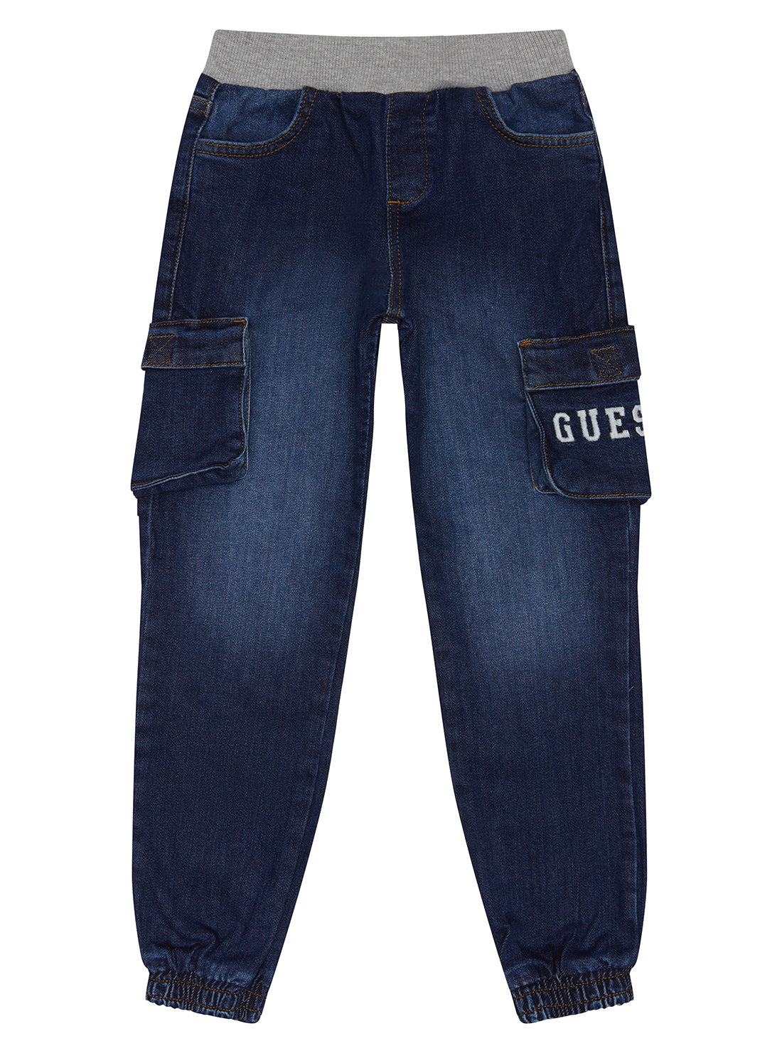 Blue GUESS Denim Pull On Pants (2-7) front view