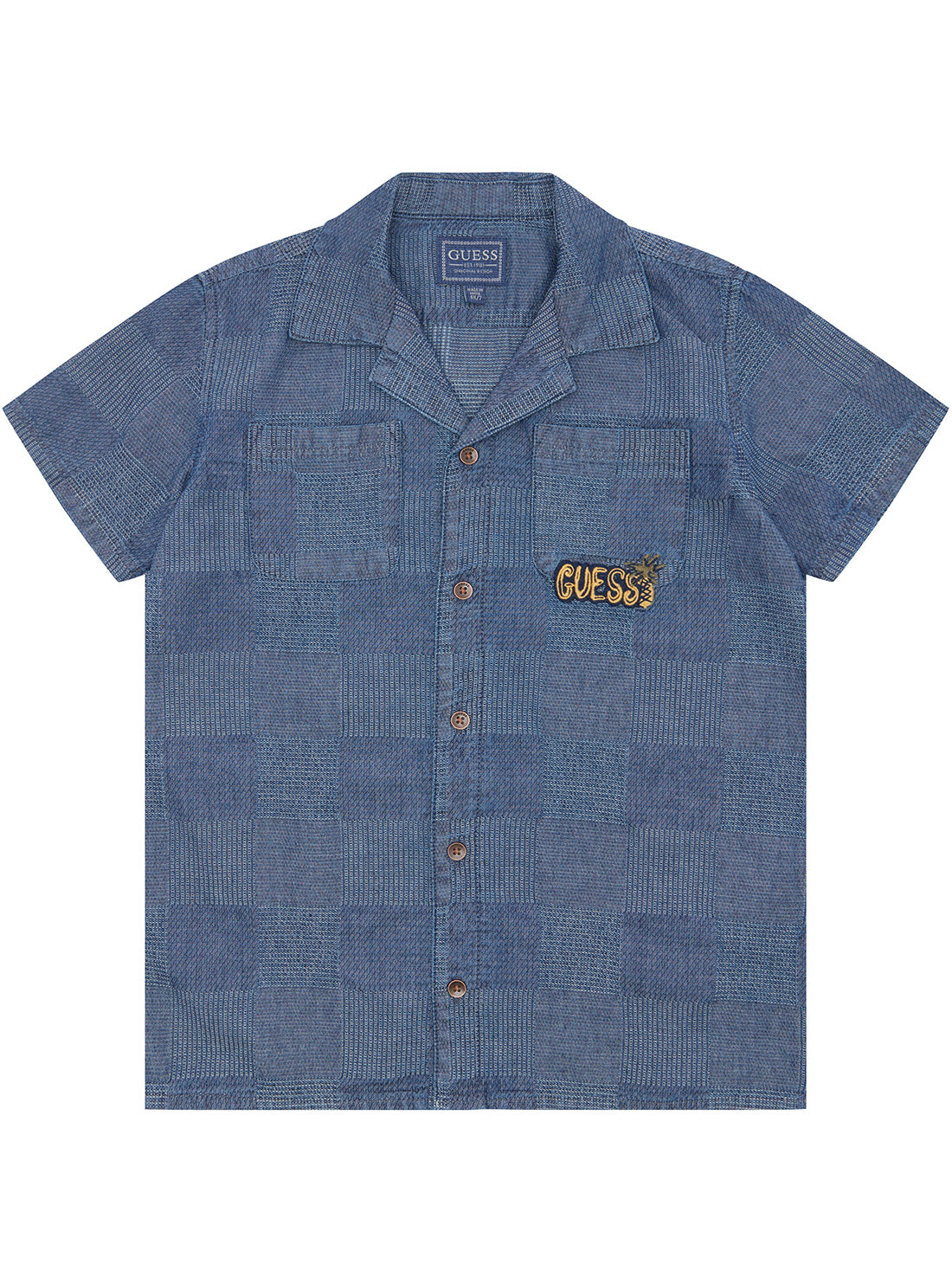 GUESS Blue Indigo Dobby Shirt (2-7) front view