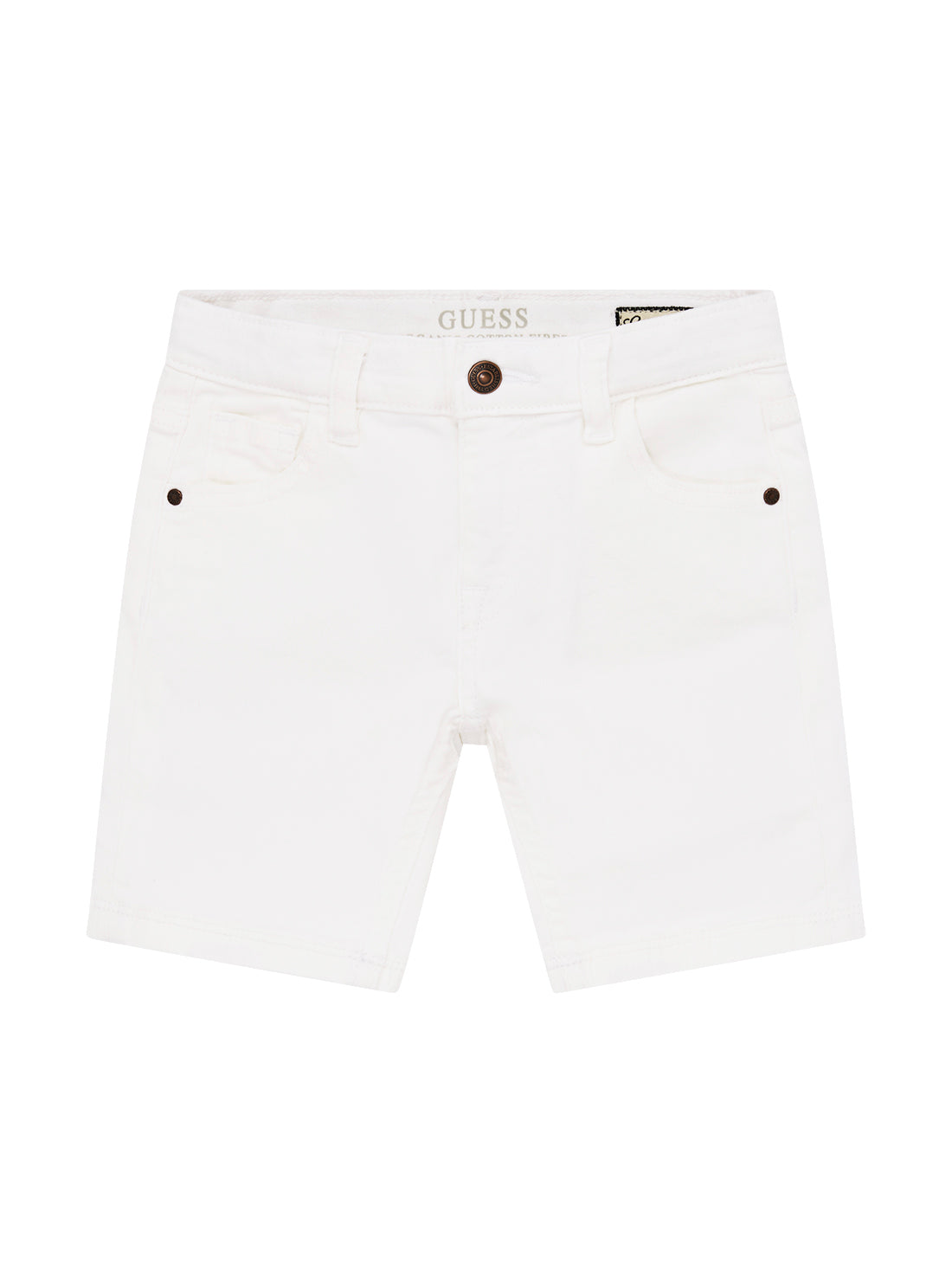 GUESS Kids White Bull Denim Shorts (2-7) N4RD11WE620 Front View
